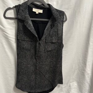 LOFT Black and White Polka Dot Blouse